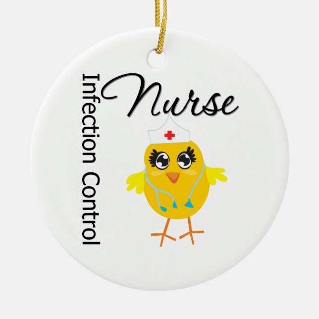 Infection Control Nurse Chick v1 Ceramic Ornament (Front)