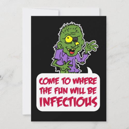 Infectious Fun Zombie Cartoon Halloween Party Invitation