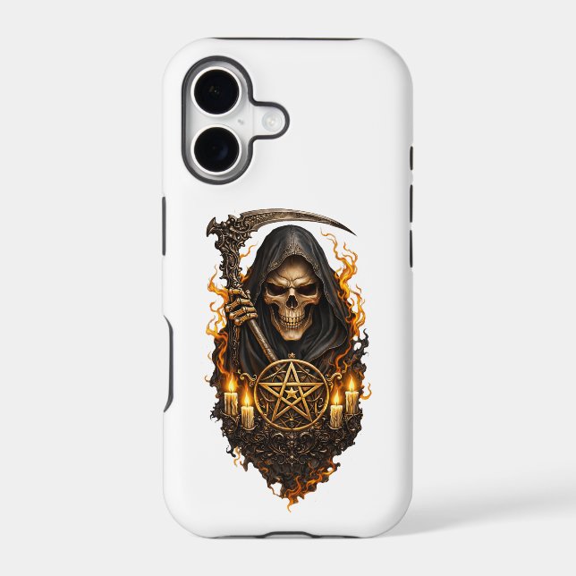 Infernal Skull of the Reaper – Gothic Fire Art iPhone Case (Back)