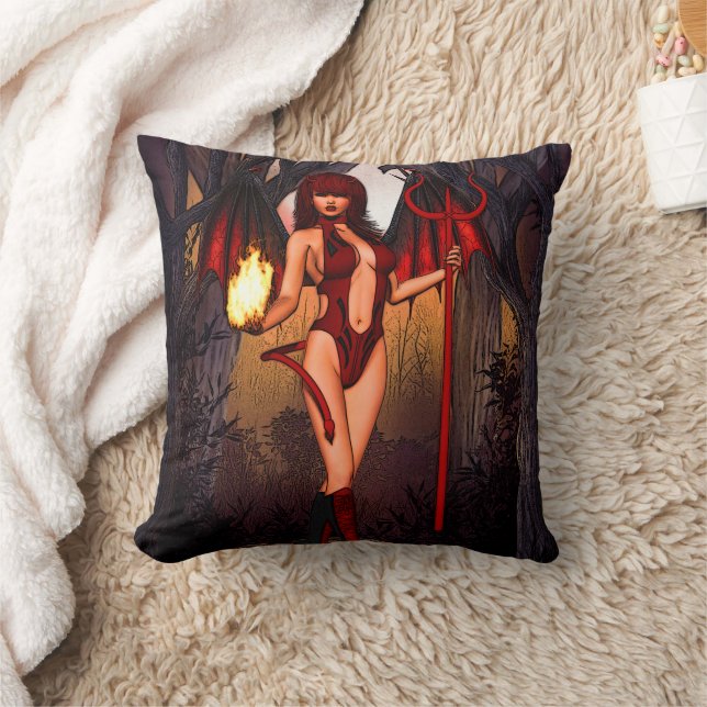 Infernal Temptress" Throw Pillow (Blanket)