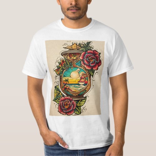 Inferno Blossom A Fiery Floral Tapestry of Streng T_Shirt