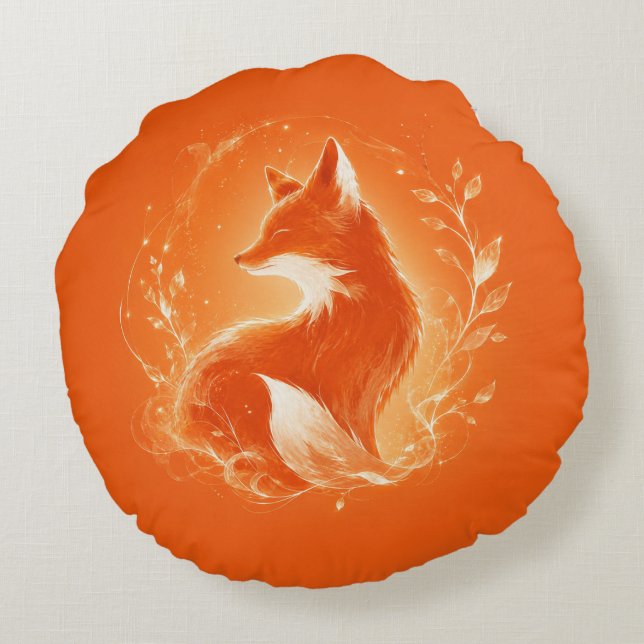 Inferno Fox Round Pillow (Back)