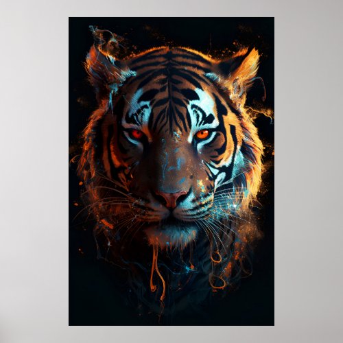 Inferno Gaze Fierce Tiger with Fiery Eyes Poster