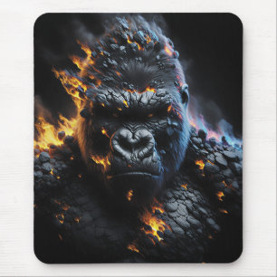 Inferno Gorilla – Fiery Lava Beast Digital Art Mouse Pad