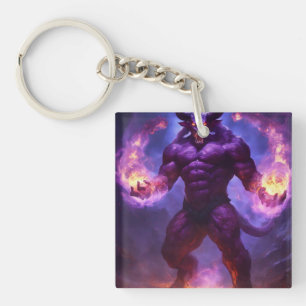Inferno Guardian: Dragon with Fire Keychain