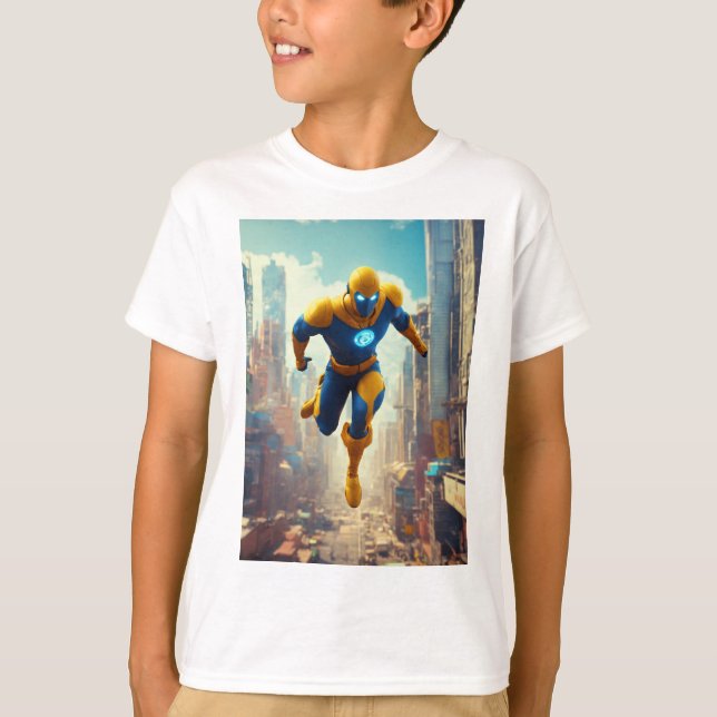 Inferno Guardian: Fierce Eyes Superhero Print T-Shirt (Front)