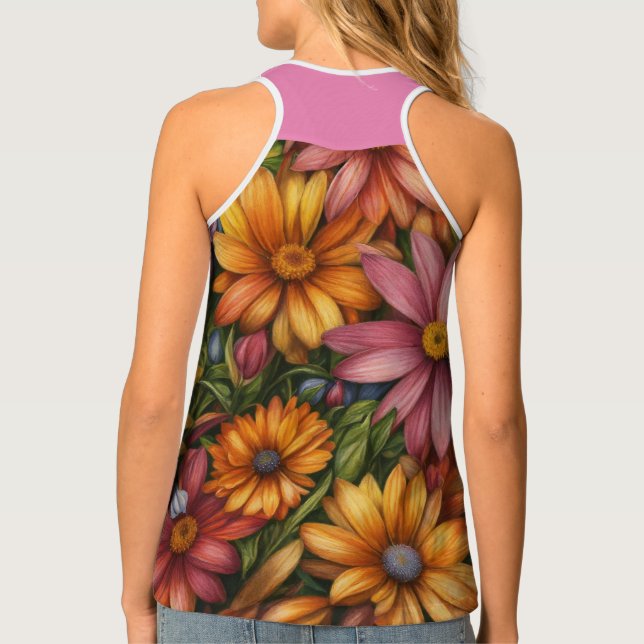Inferno Guardian:Majestic Butterfly And Flowers  Tank Top (Back)