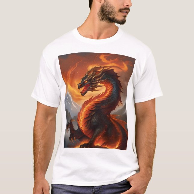 Inferno Guardian: The Fiery Protector Dragon T-Shirt (Front)