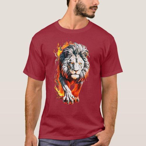 Inferno King Lion Amidst the Flames T_Shirt