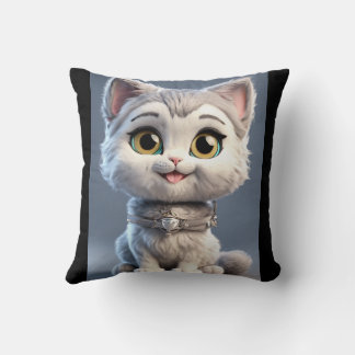 Inferno Kitten: Blazing Protection Throw Pillow
