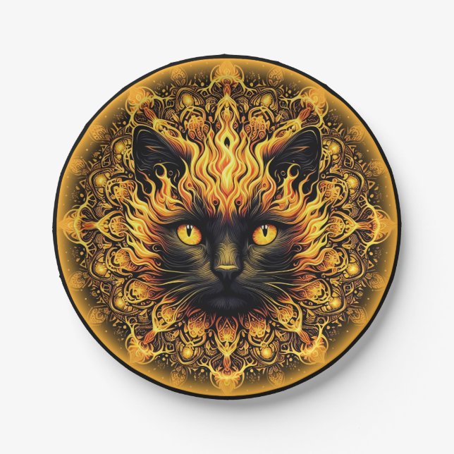 Inferno Kitty Mandala Paper Plates (Front)