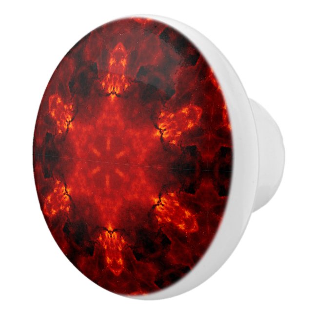 Inferno Nexus – Fiery Kaleidoscope Art Ceramic Knob (Right)