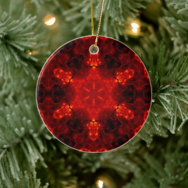 Inferno Nexus – Fiery Kaleidoscope Art Ceramic Ornament (Tree)