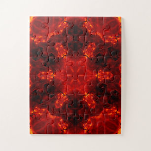 Inferno Nexus – Fiery Kaleidoscope Art Jigsaw Puzzle