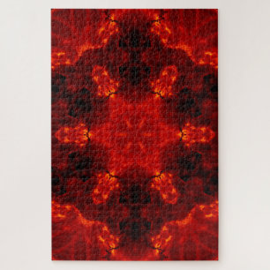 Inferno Nexus – Fiery Kaleidoscope Art Jigsaw Puzzle