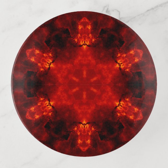 Inferno Nexus – Fiery Kaleidoscope Art Trinket Tray (Front)