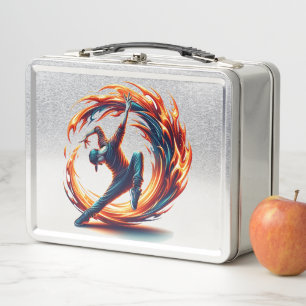 Inferno Spin – Fiery Breakdance Art Metal Lunch Box