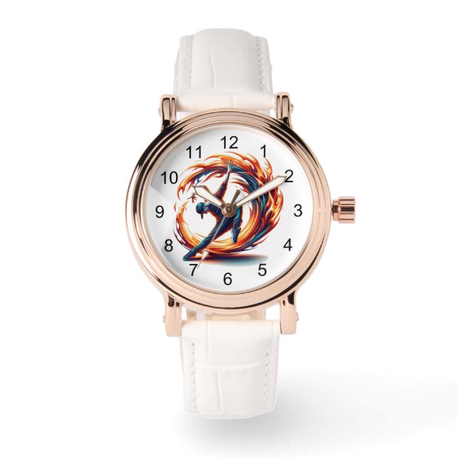 Inferno Spin – Fiery Breakdance Art Watch (Front)