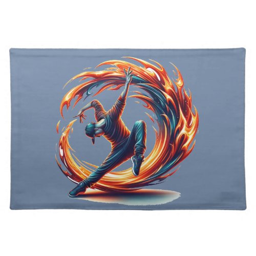Inferno Spin _ Ignite the spirit of Breakdance Cloth Placemat