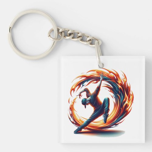 Inferno Spin _ Ignite the spirit of Breakdance Keychain