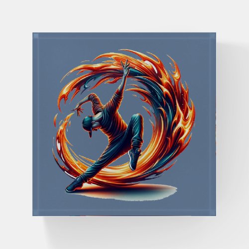 Inferno Spin _ Ignite the spirit of Breakdance Paperweight