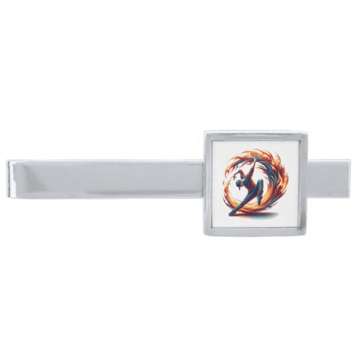 Inferno Spin _ Ignite the spirit of Breakdance Silver Finish Tie Bar