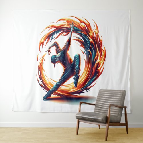 Inferno Spin _ Ignite the spirit of Breakdance Tapestry