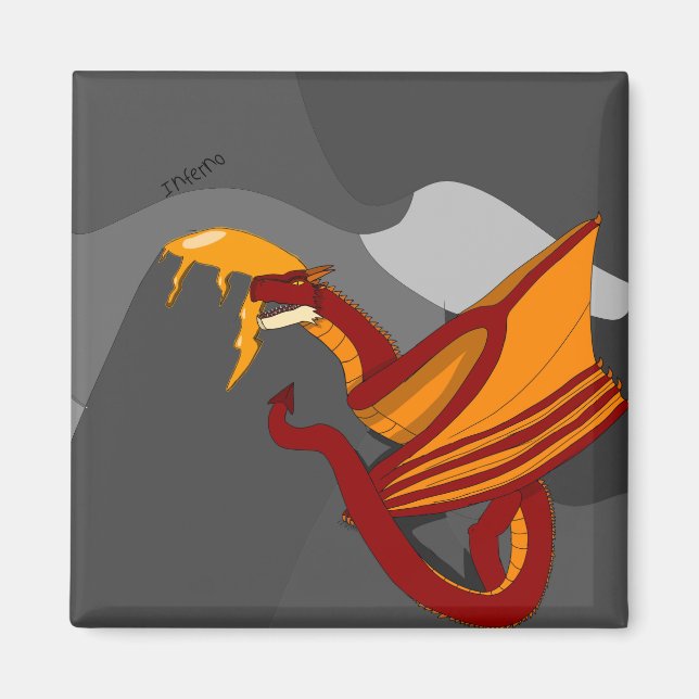 Inferno the fire dragon magnet (Front)