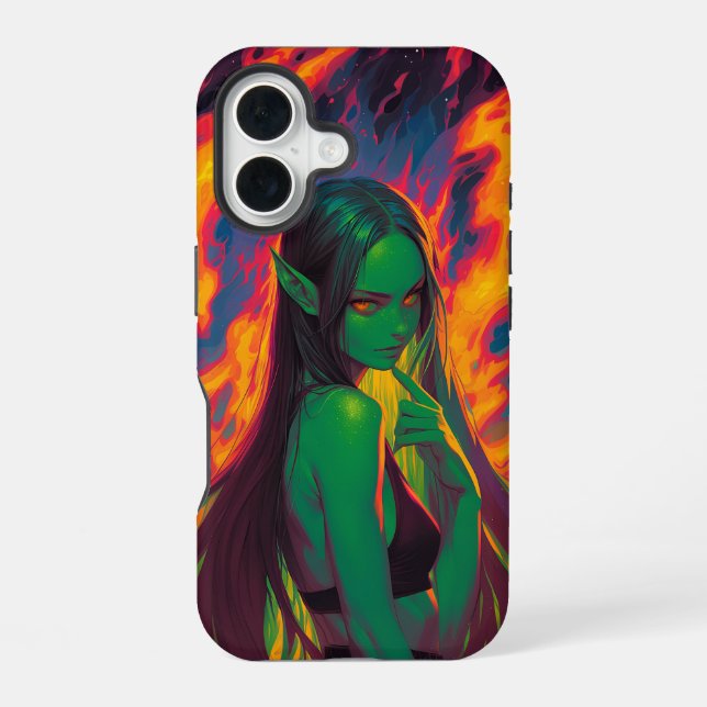 Inferno-Tide Elf with Ember Eyes Iphone Case (Back)