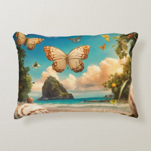 Inferno Wings A Majestic Butterfly Tattoo Fusion  Accent Pillow