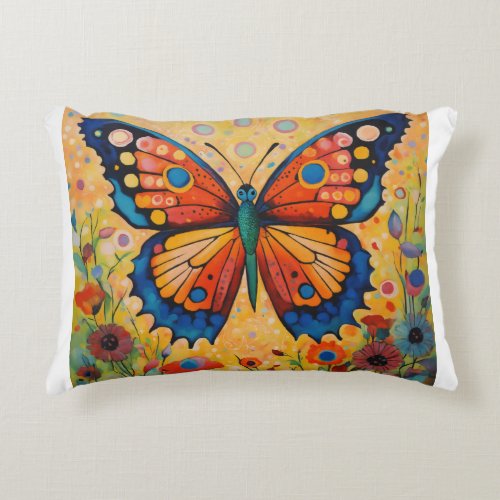 Inferno Wings A Majestic Butterfly Tattoo Fusion  Accent Pillow