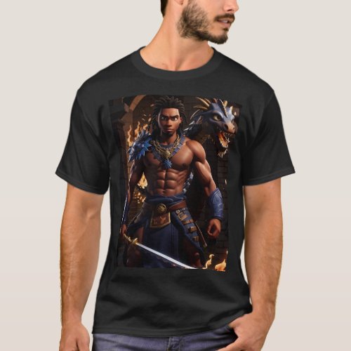 Infernos Edge Warriors Flaming Dragon Sword T_Shirt