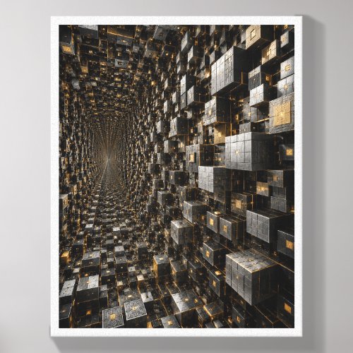 Infinite 3D Cube Matrix Wall Art Canvas Photo Tile