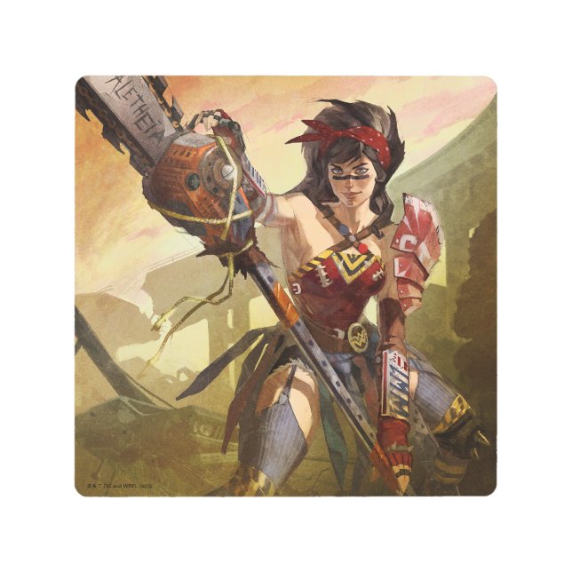 Infinite Crisis Atomic Wonder Woman Illustration Metal Print (Front)