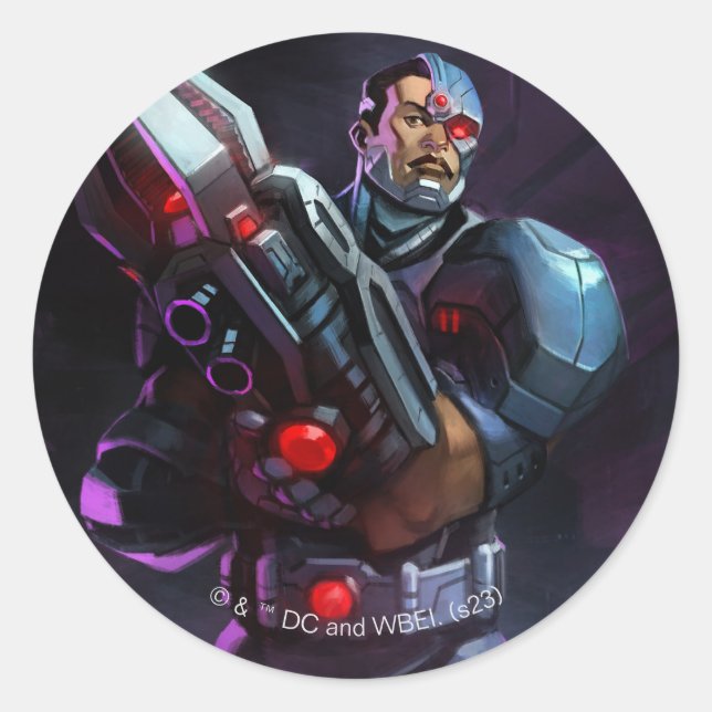 Infinite Crisis Cyborg Illustration Classic Round Sticker (Front)