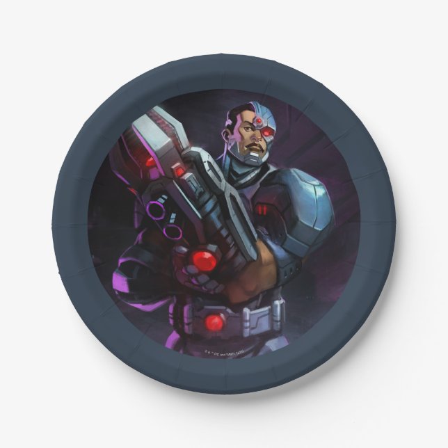 Infinite Crisis Cyborg Illustration Paper Plates (Front)