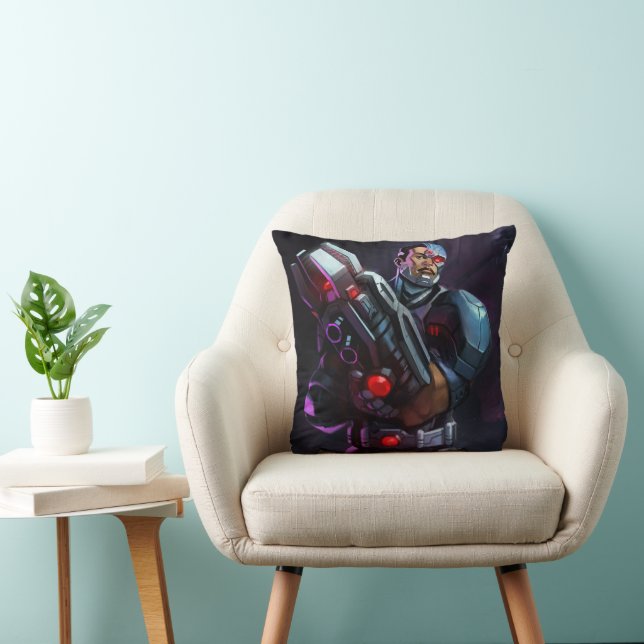 Infinite Crisis Cyborg Illustration Throw Pillow (Chair)