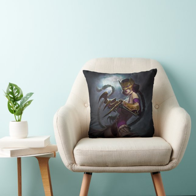 Infinite Crisis Gaslight Catwoman Illustration Throw Pillow (Chair)