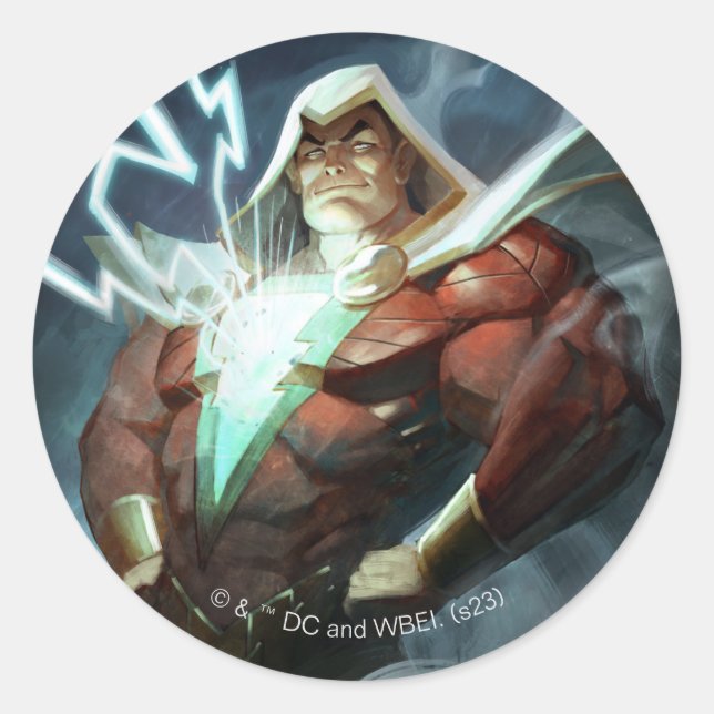 Infinite Crisis Shazam Illustration Classic Round Sticker (Front)
