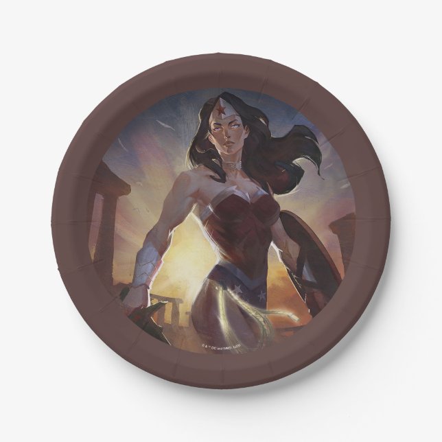 Infinite Crisis Wonder Woman Illustration Paper Plates (Front)