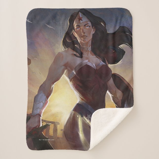 Infinite Crisis Wonder Woman Illustration Sherpa Blanket (Front)