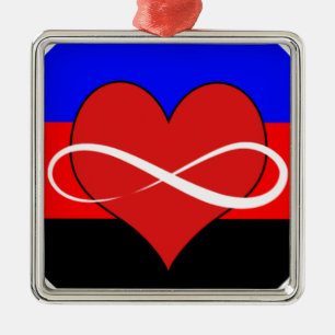 Infinite Heart with Flag Metal Ornament