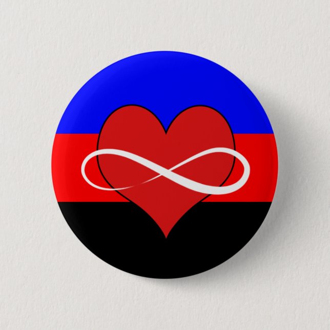 Infinite Heart with Flag Pinback Button (Front)