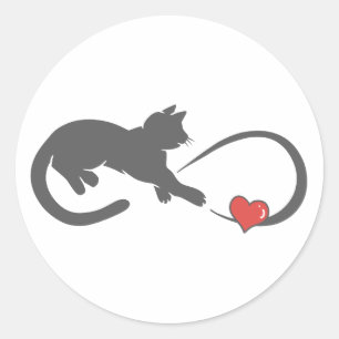 Infinite hearth cat silhouette - Choose back color Classic Round Sticker