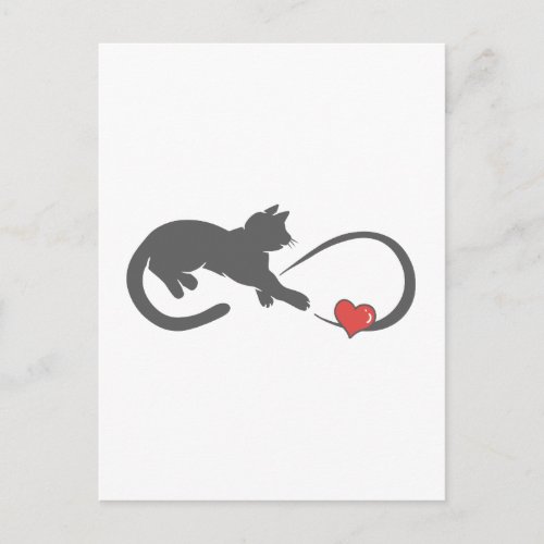 Infinite hearth cat silhouette _ Choose back color Postcard