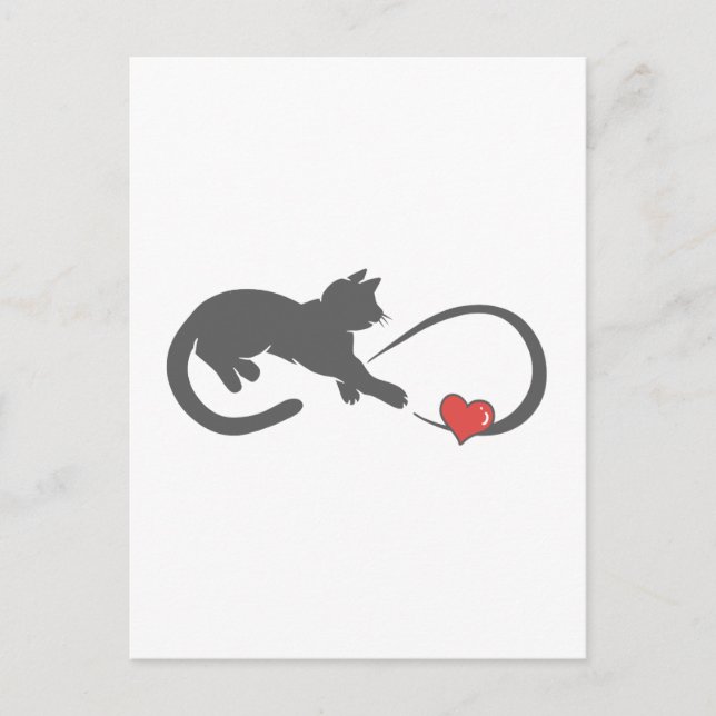 Infinite hearth cat silhouette - Choose back color Postcard (Front)