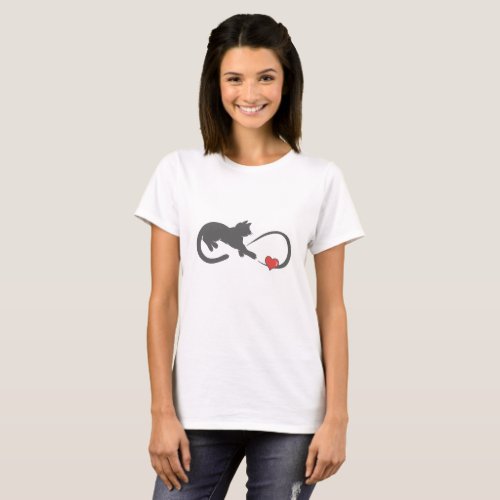 Infinite hearth cat silhouette _ Choose back color T_Shirt
