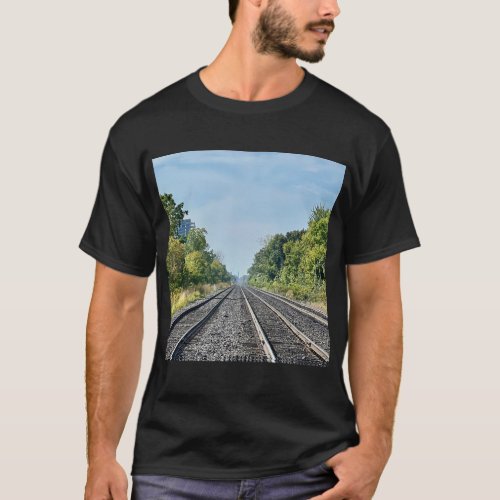 Infinite Horizon Train Tracks Mens T_Shirt