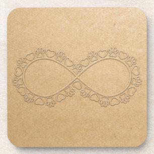 Infinite Love Dog Paw Print Beverage Coaster