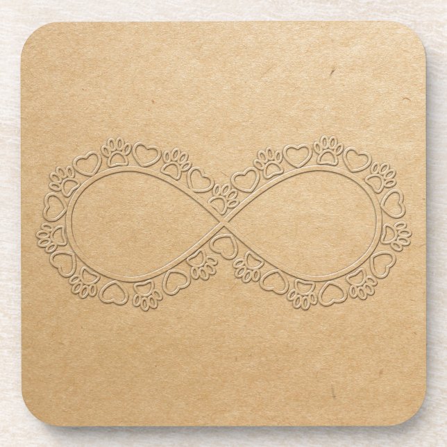 Infinite Love Dog Paw Print Beverage Coaster (Front)